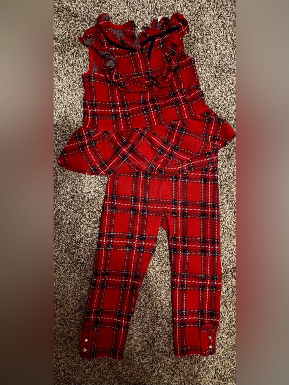 Janie and Jack Red Plaid Christmas Set